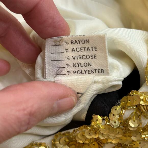 Neiman Marcus Liancarlo VTG sequin silk blend  short sleeve long gown size 6 - Picture 8 of 16